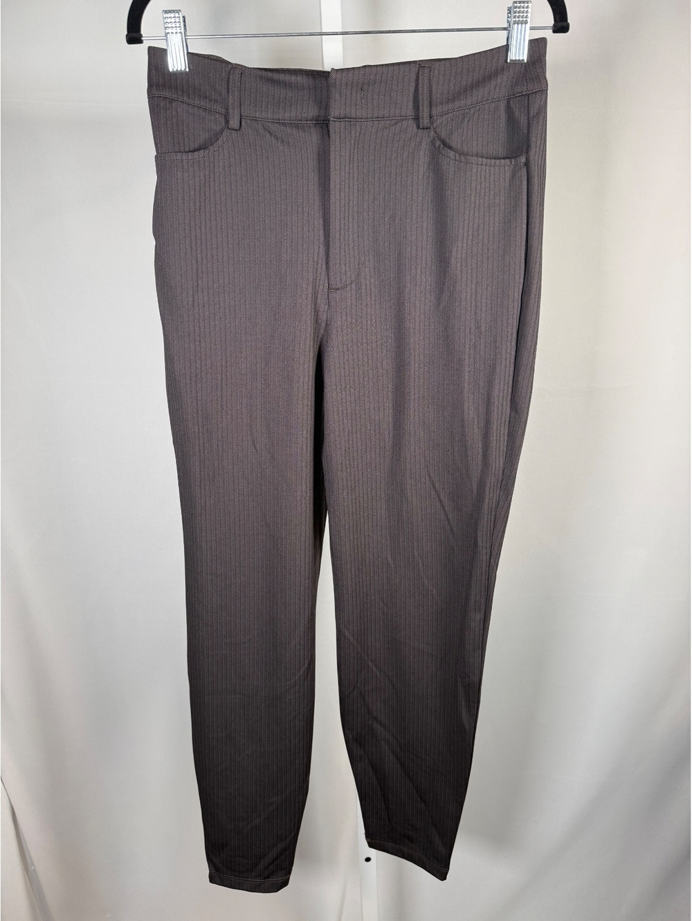 Halara Flex High Waisted Pocket Solid Work Pants Charcoal Pinstripe Size Medium - Picture 3 of 8
